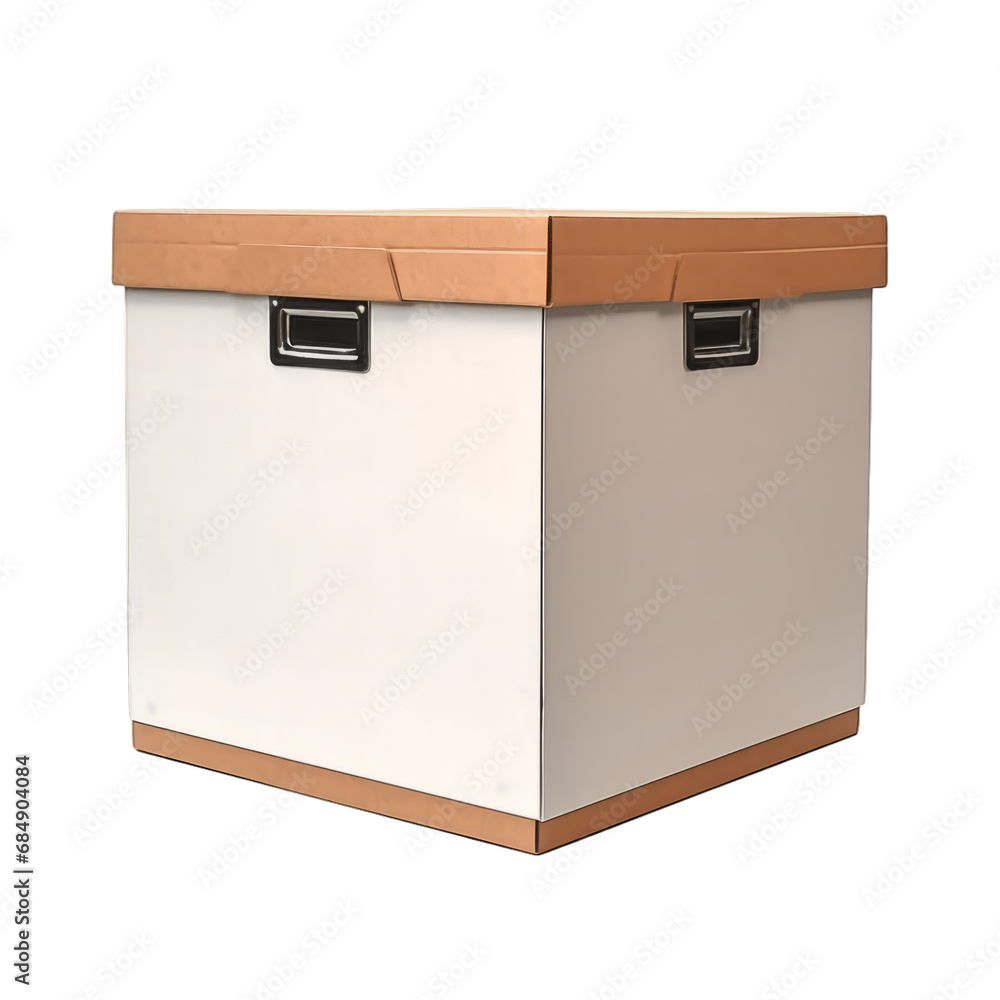 Closeup of a paper box on a white transparent background Closeup of a paper box on a white transparent background