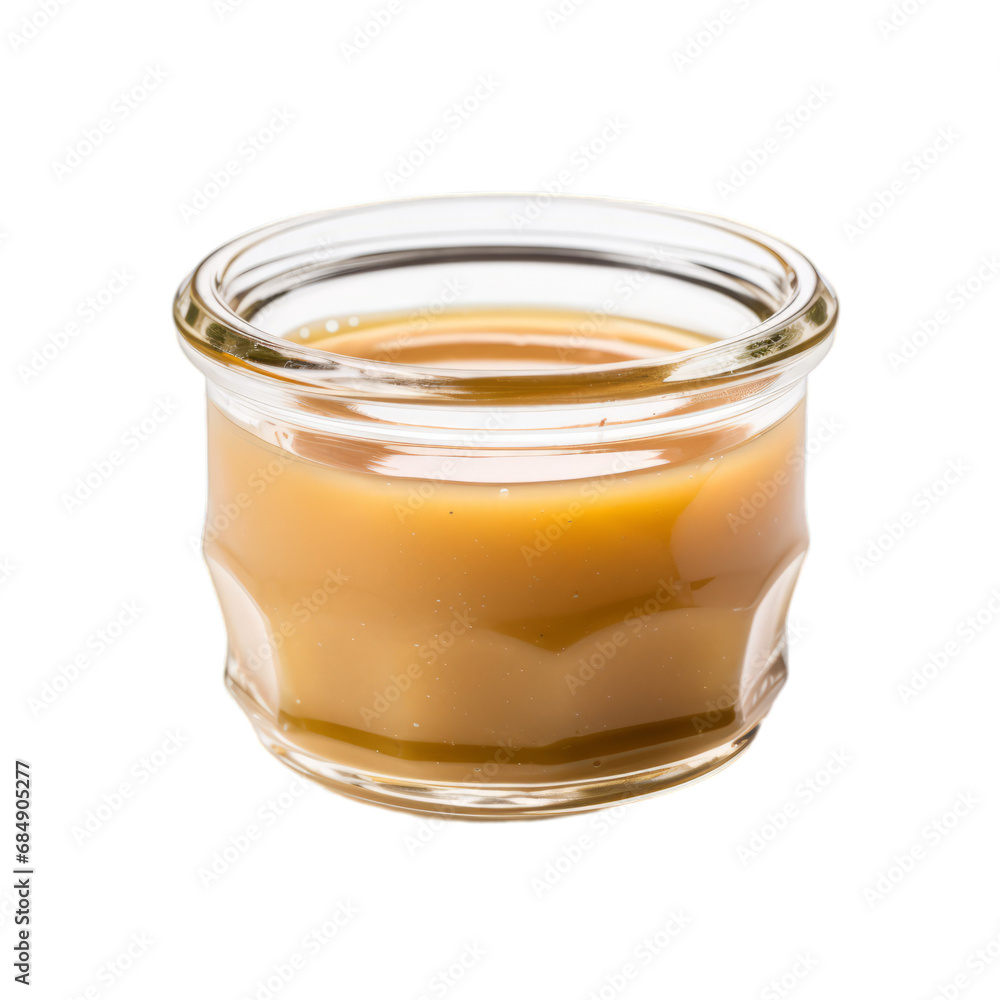 Closeup of a delicious salad dressing on a white transparent background