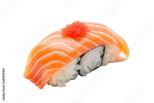 Closeup of delicious Japanese sushi on white transparent background