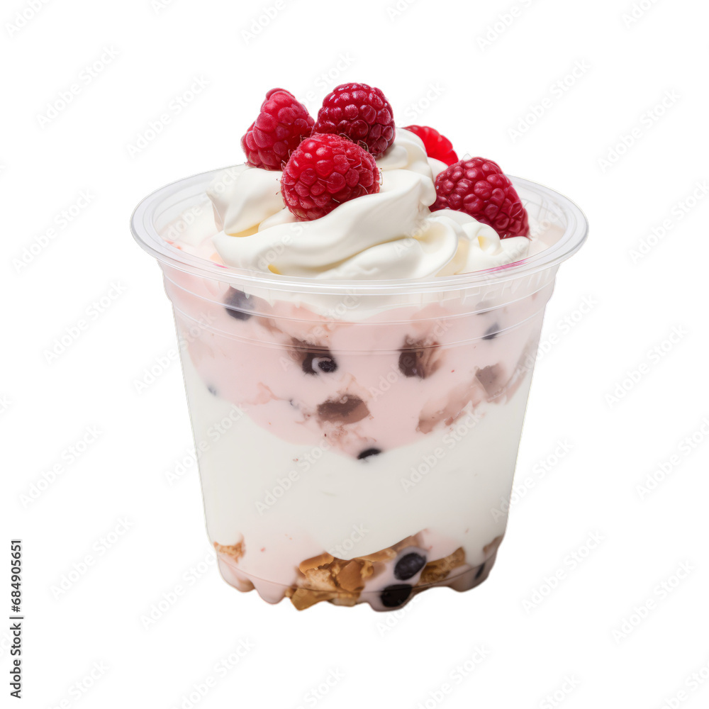 Closeup of a boxed fruit milk ice cream on a white background Closeup of a boxed fruit milk ice cream on a white background