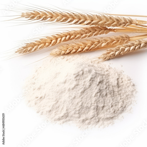 Close-up of Wheat flour on a white background