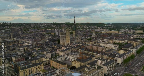 Aerial view of Rouen Cathedral in Normandy, France photo