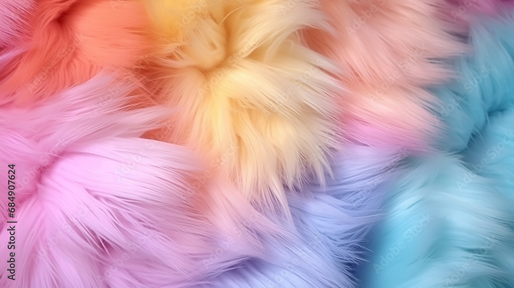 multicolored faux fur rainbow gradient. - obrazy, fototapety, plakaty 