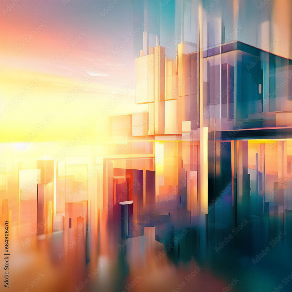 Abstract Highrise Modern Building At Sunrise Abstract Highrise Modern Building At Sunrise