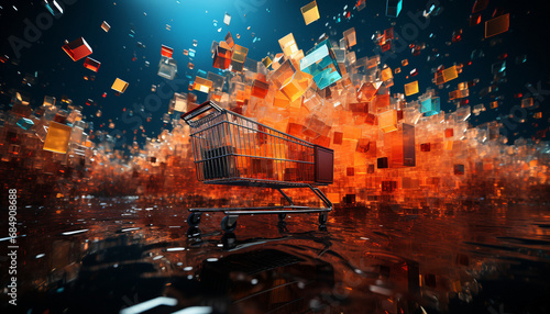A visually striking montage of shopping carts 