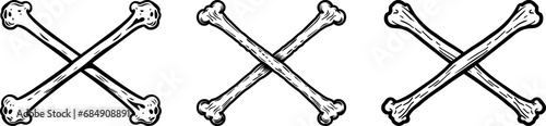 hand-drawn sketched crossbones crossed bones pirate logo black vector isolated