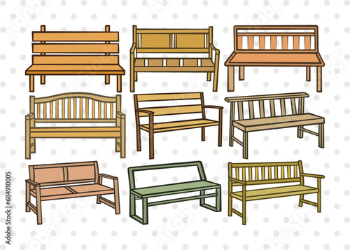 Park Bench Clipart SVG Cut File | Bench Svg | Wooden Bench Svg | Garden Bench Svg | Outdoor Bench Svg | Public Bench Svg | Park Bench Svg Bundle