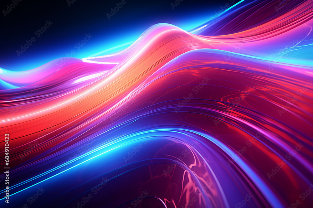 Neon wave background with created with generative ai Neon wave background with created with generative ai
