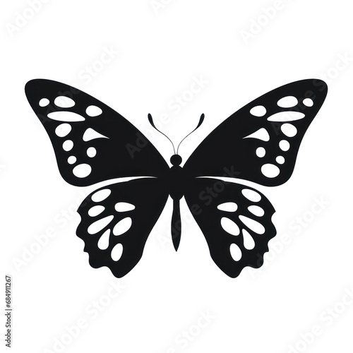 Black Butterfly in Shadow. Butterfly black icon. Butterfly silhouette isolate png. © Sachchakorn