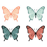 Colorful Butterfly. Set of Butterfly silhouette isolate png.