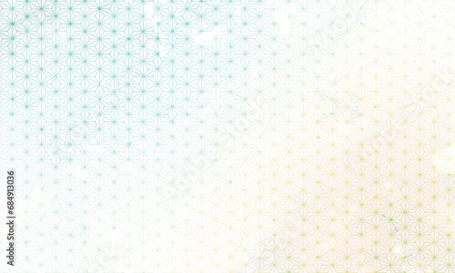 和紙テクスチャを使用した麻の葉模様のイラスト 黄色・青グラデーション