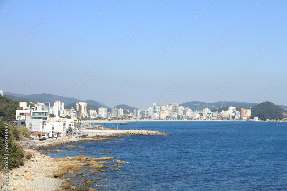 Beautiful Scenery of Songjeong Beach in Busan, South Korea Beautiful Scenery of Songjeong Beach in Busan, South Korea