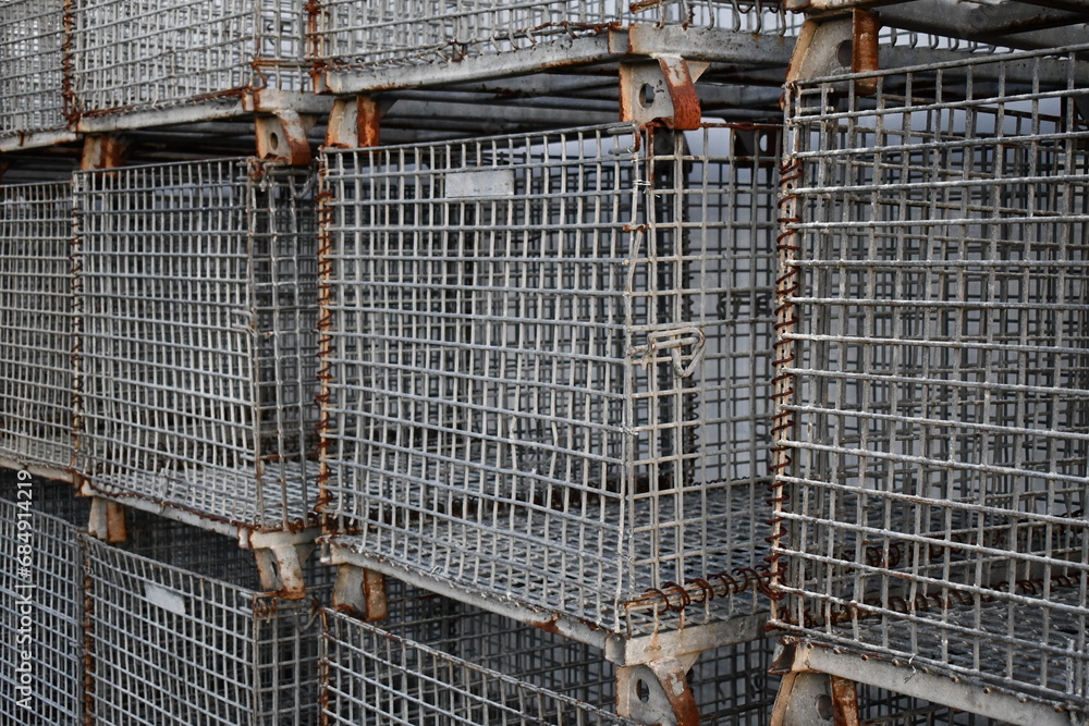 Metal crab cages.