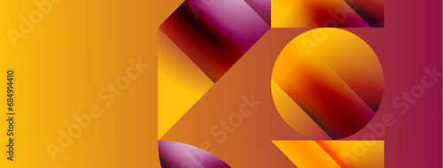 Serene gradient template. Circles and triangles mingle in minimalist perfection. Gentle fusion of forms and hues creates balanced yet captivating backdrop, embodying modern sophistication