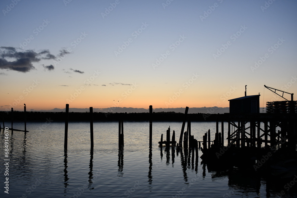 Small port at sunset. Small port at sunset.