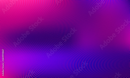 Fototapeta Naklejka Na Ścianę i Meble -  an abstract background image or wallpaper screen with flowing circular and curved arcs of dot patterns, in bright saturated purples, violets, and magentas.