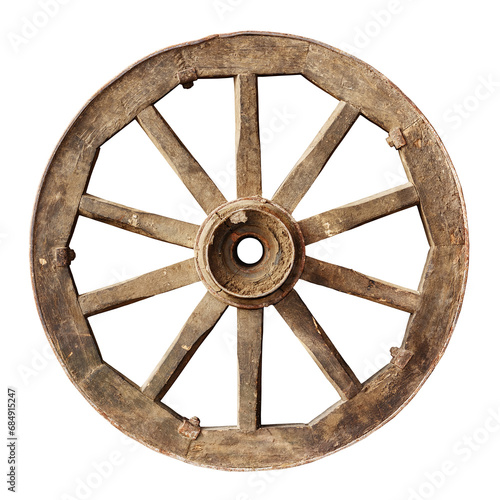 old wooden wheel isolated on white photo