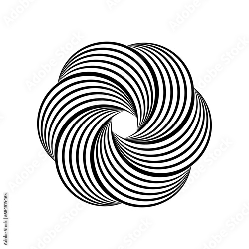 Impossible symbol. Rounded floral linear shape. Infinite knot sign. Overlapping thin lines form. Optical illusion art. Design element for logo, icon, print, cover, tag. Abstract vector illustration