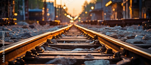 When it's daylight, crossing the wooden railway tracks .