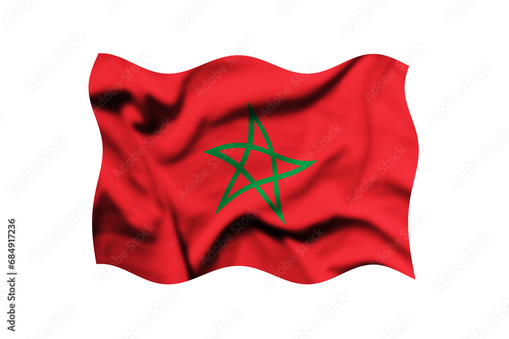 Waving the flag of MOROCCO on a transparent background. 3d rendering. Clipping Path Included Waving the flag of MOROCCO on a transparent background. 3d rendering. Clipping Path Included