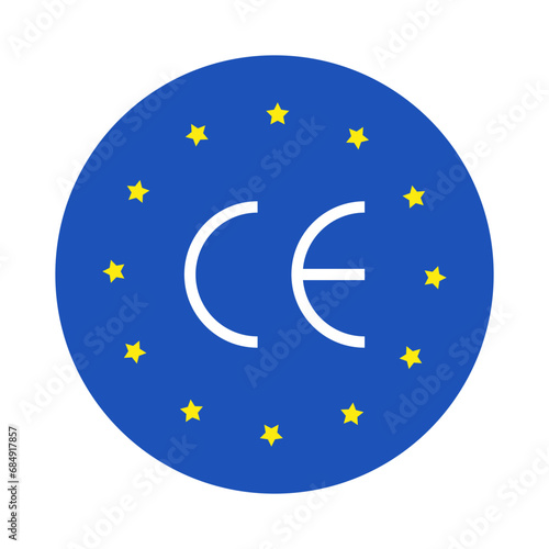 Euro standard. Europe CE marking. Sticker on product packaging. European manufacturer quality certificate. Vector illustration. EPS 10.
