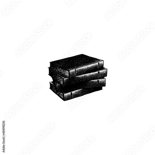 pile of books hand drawing vector isolated on background.