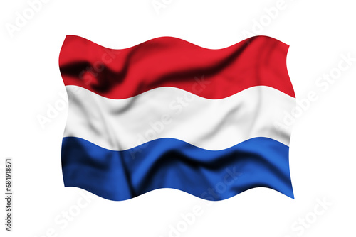 Waving the flag of NETHERLANDS on a transparent background. 3d rendering. Clipping Path Included photo