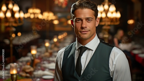 A waiter dressed formally. photo