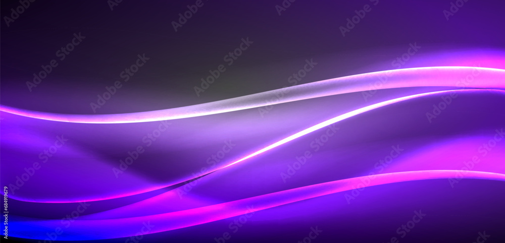 Neon-lit waves surge across background, mesmerizing dance of luminescence and motion. Dynamic backdrop captures essence of energy and modern aesthetics Neon-lit waves surge across background, mesmerizing dance of luminescence and motion. Dynamic backdrop captures essence of energy and modern aesthetics