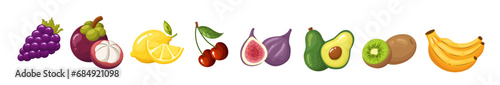 Set of fruit illustration. Healthy fruit illustration. Fruits illustration