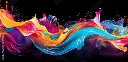 Bright abstract background banner made of paint, liquid, splashes