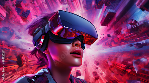 Person wearing a vr headset with the screen touching a bright screen, in the style of futuristic, sci-fi elements, computer-aided manufacturing, steampunk-inspired designs.