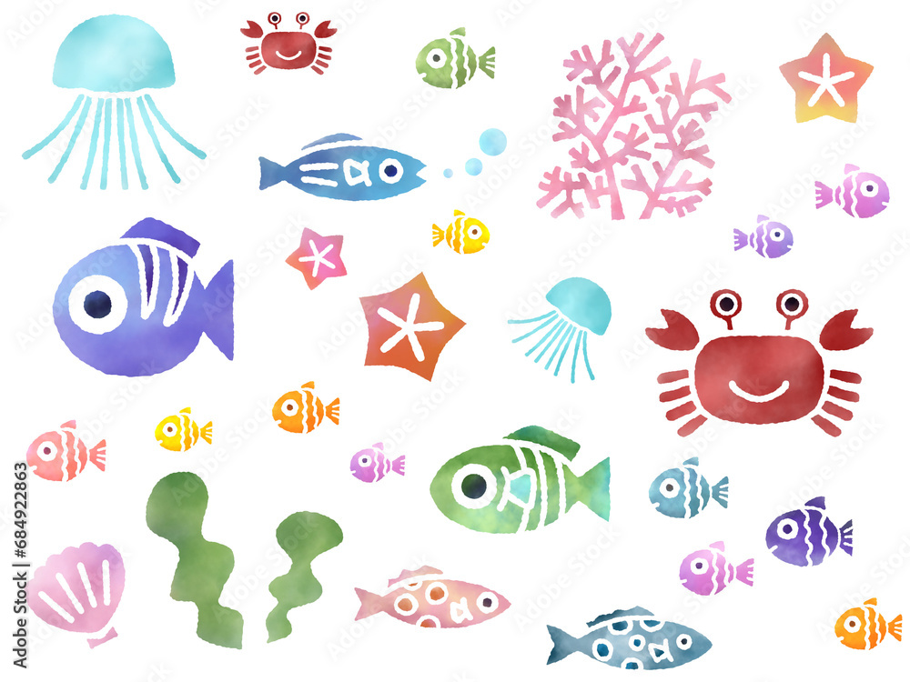 Naklejka premium カラフルな魚の背景 A-1