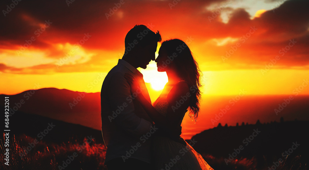 Romantic couple in sunset bliss