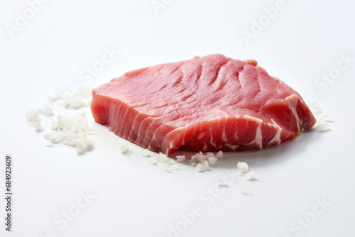 Portion of tuna on white background