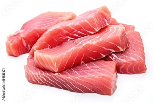 Portion of tuna on white background