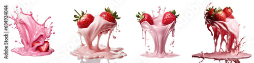 melted strawberry pink cream dripping Hyperrealistic Highly Detailed Isolated On Transparent Background Png File
