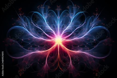 Radiant Fractal Bloom: Luminous Symmetry in Pink and Blue