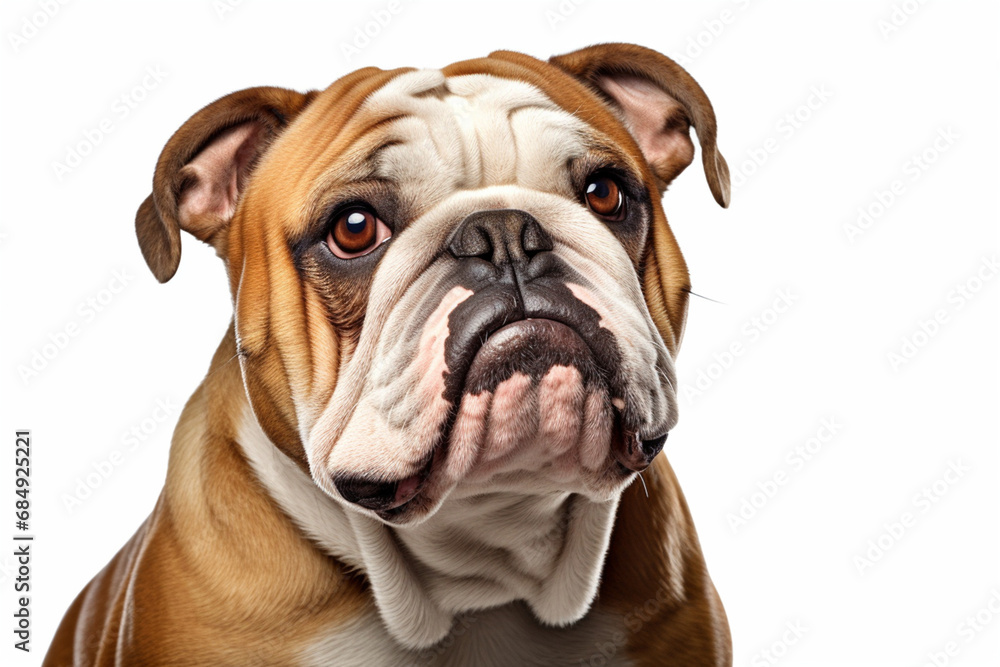 Bulldog close-up portrait on a white background. Bulldog close-up portrait on a white background.