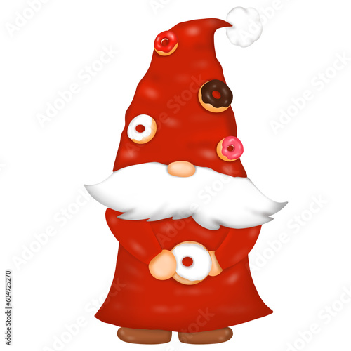 Cute elf with donuts on Christmas day