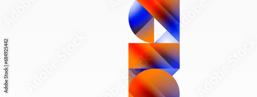 Serene gradient template. Circles and triangles mingle in minimalist perfection. Gentle fusion of forms and hues creates balanced yet captivating backdrop, embodying modern sophistication