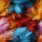 seamless texture pattern of multicolored feather wool made of artificial fluffy sheep animal fur. Soft rainbow background