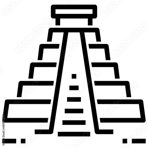 chichen Itza outline style icon
