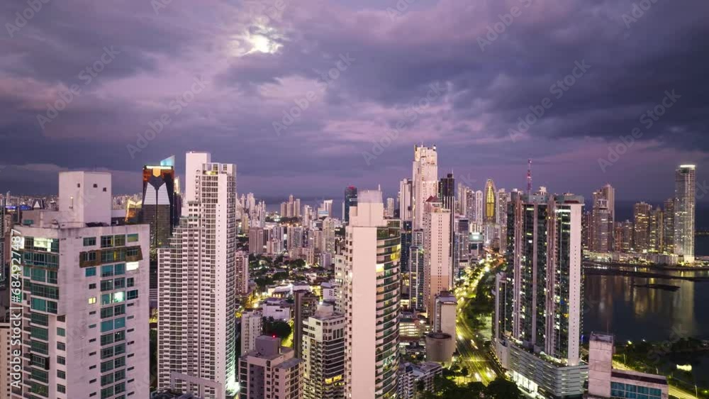 CITY DAY TO NIGHT AERIAL HYPERLAPSE CITY DAY TO NIGHT AERIAL HYPERLAPSE