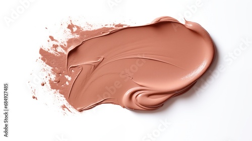 Close up of beauty liquid powder stroke on white background.