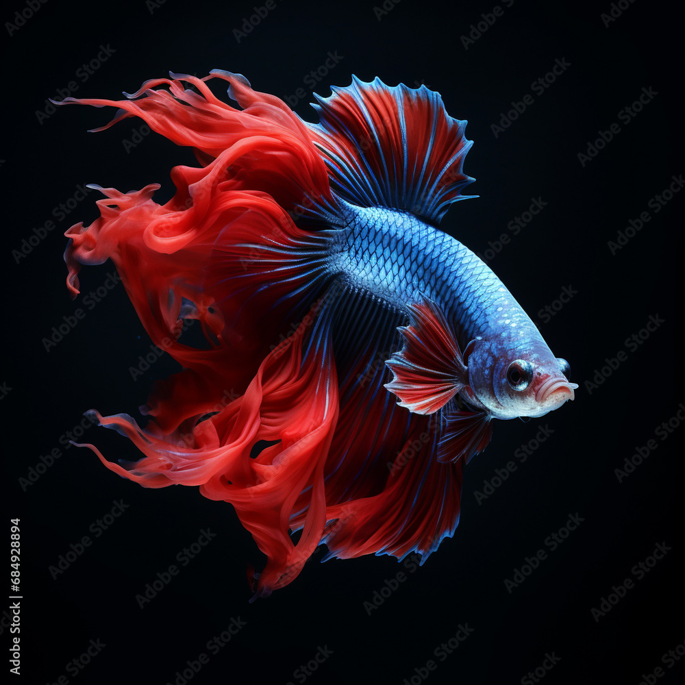 Fototapeta premium Betta fish, Colorful fighting Siamese fish with beautiful tail.