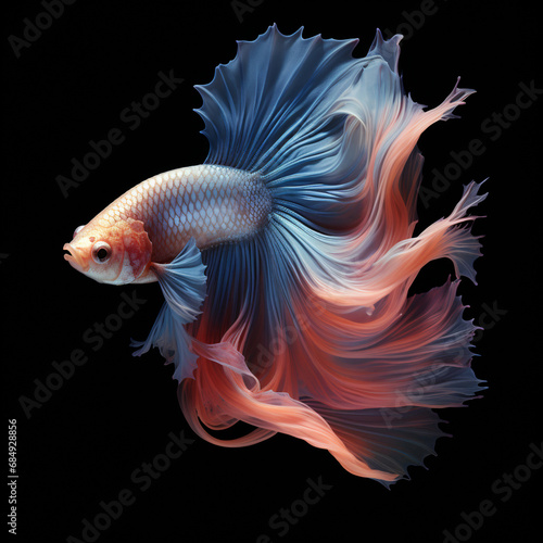 Betta fish  Colorful fighting Siamese fish with beautiful tail.