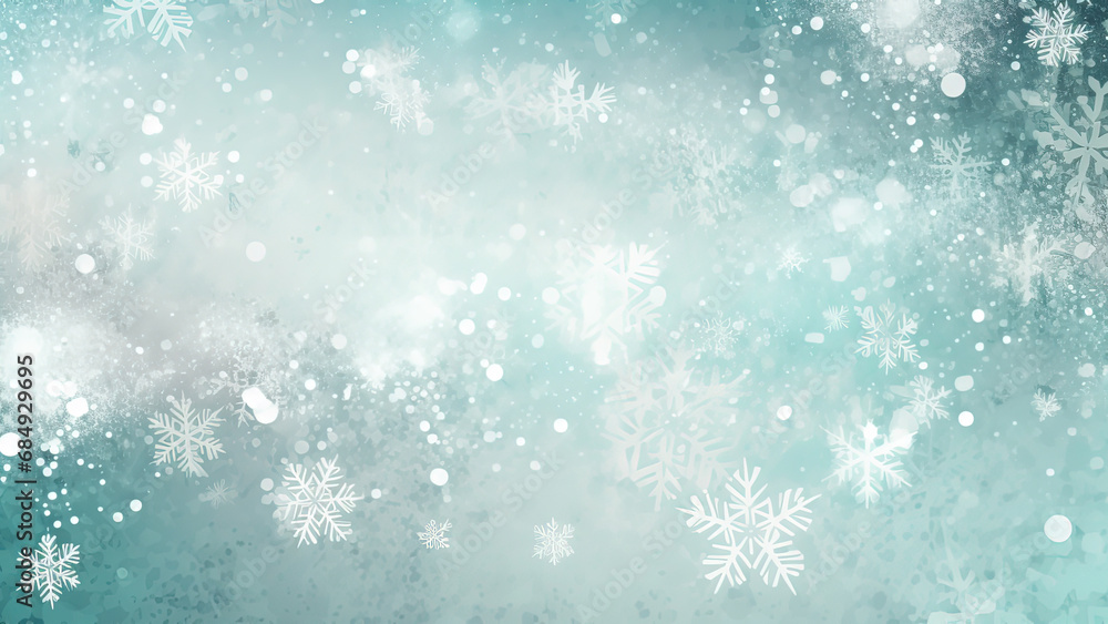 Snowflakes on a Turquoise Background
