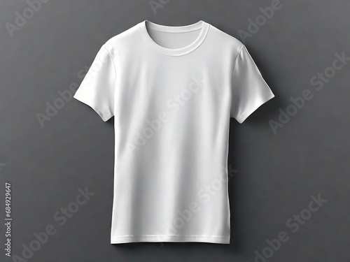 Blank white tshirt mockup on black background front view, generative ai 