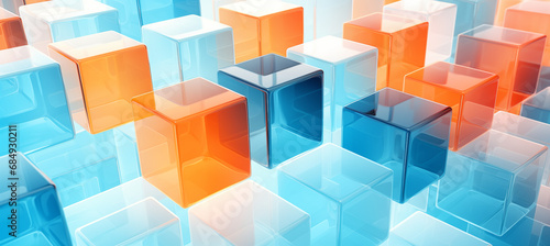 Geometric transparent glass background made of blocks  empty space for design and graphics